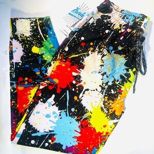 NWT Fresh Prints Colorful Splatter Print Joggers Size XL